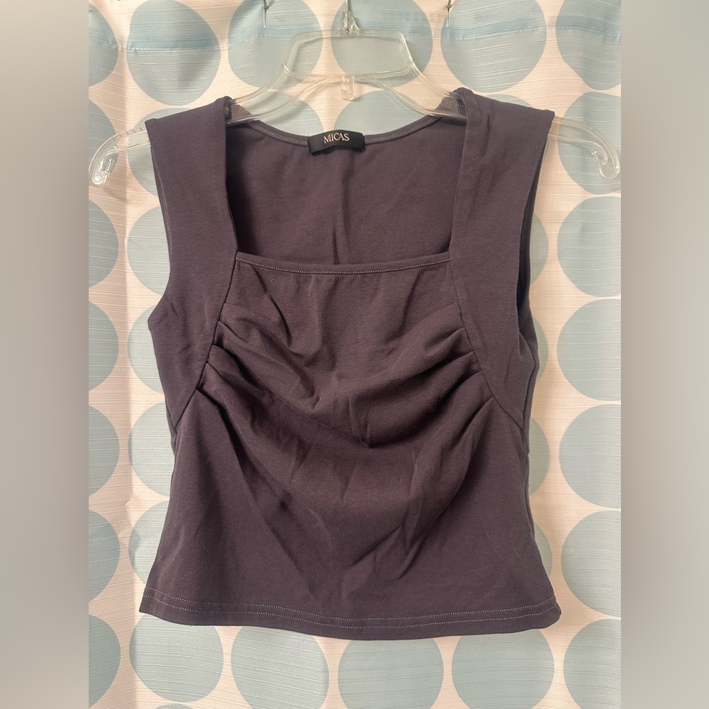 NWOT MICAS square neck tank top, gray, size medium
